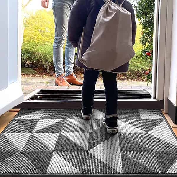 Non-Slip Machine Washable Entrance Rug Indoor Mat , Absorbent Plaid Mat for Muddy Wet Shoes and Paws