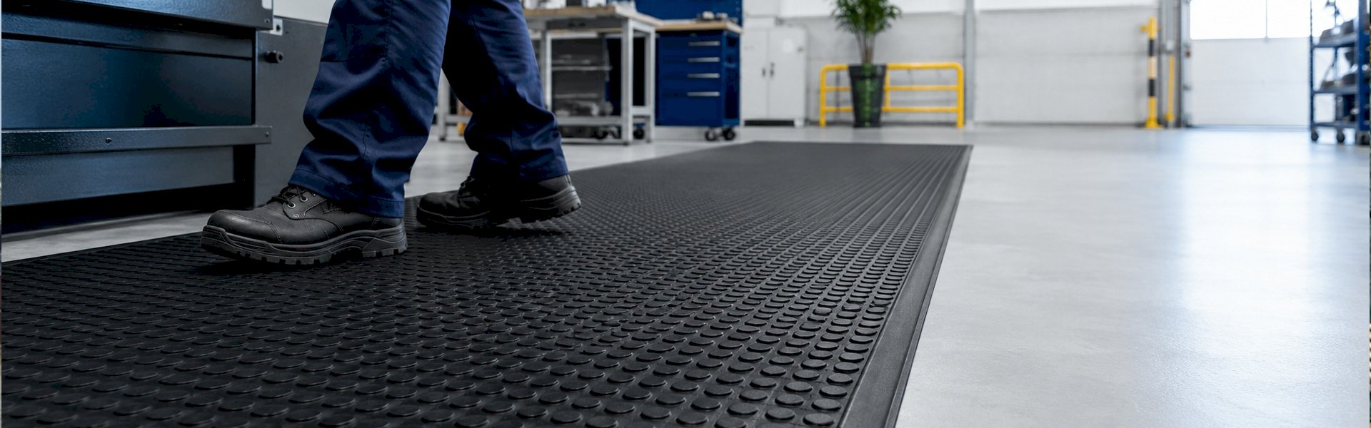 Commercial rubber entrance mat helping reduce dirt and moisture indoors